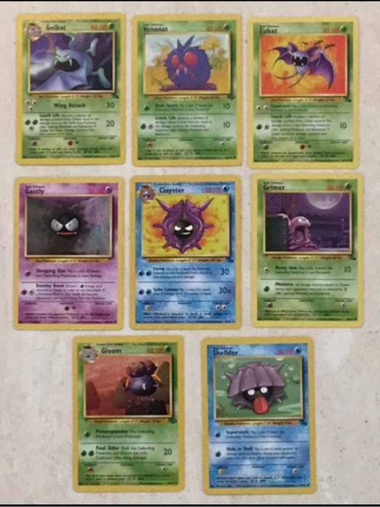 Pokemon Other - 1999 Pokemon Cards Gastly 50/102 Cloyster 32/62 Golbat 34/62 Zubat Lot Of 8 Card